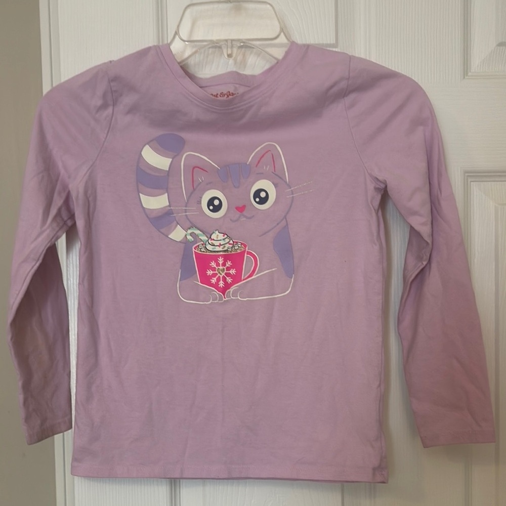 Purple Cat Graphic Kids Long Sleeve Shirt
